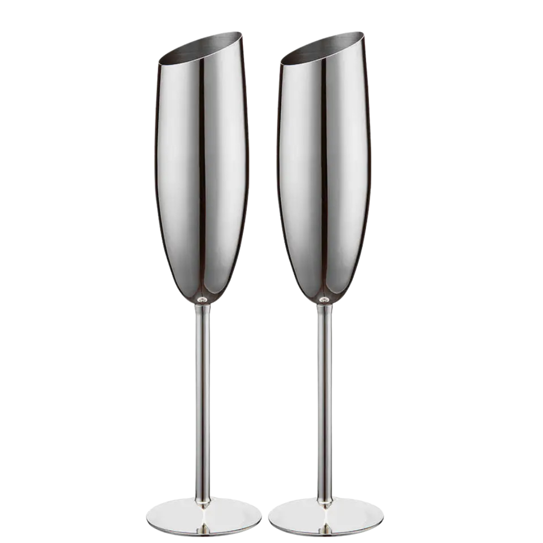 240ml (8 OZ) Stainless Steel Beveled Champagne Flutes