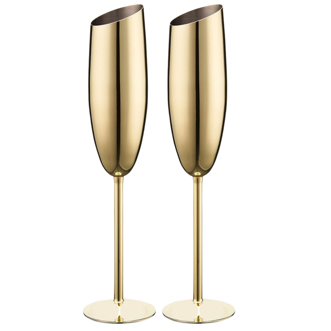 240ml (8 OZ) Stainless Steel Beveled Champagne Flutes