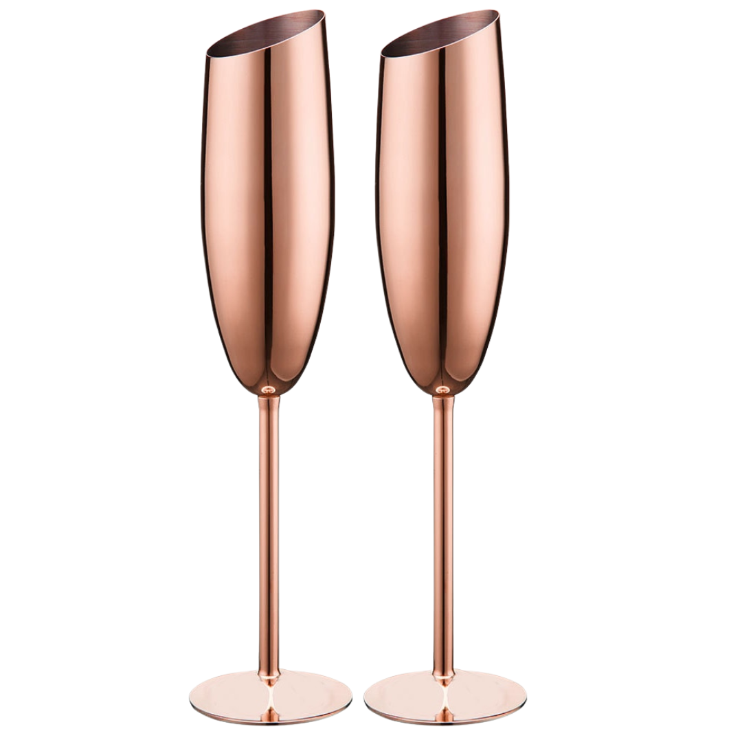 240ml (8 OZ) Stainless Steel Beveled Champagne Flutes