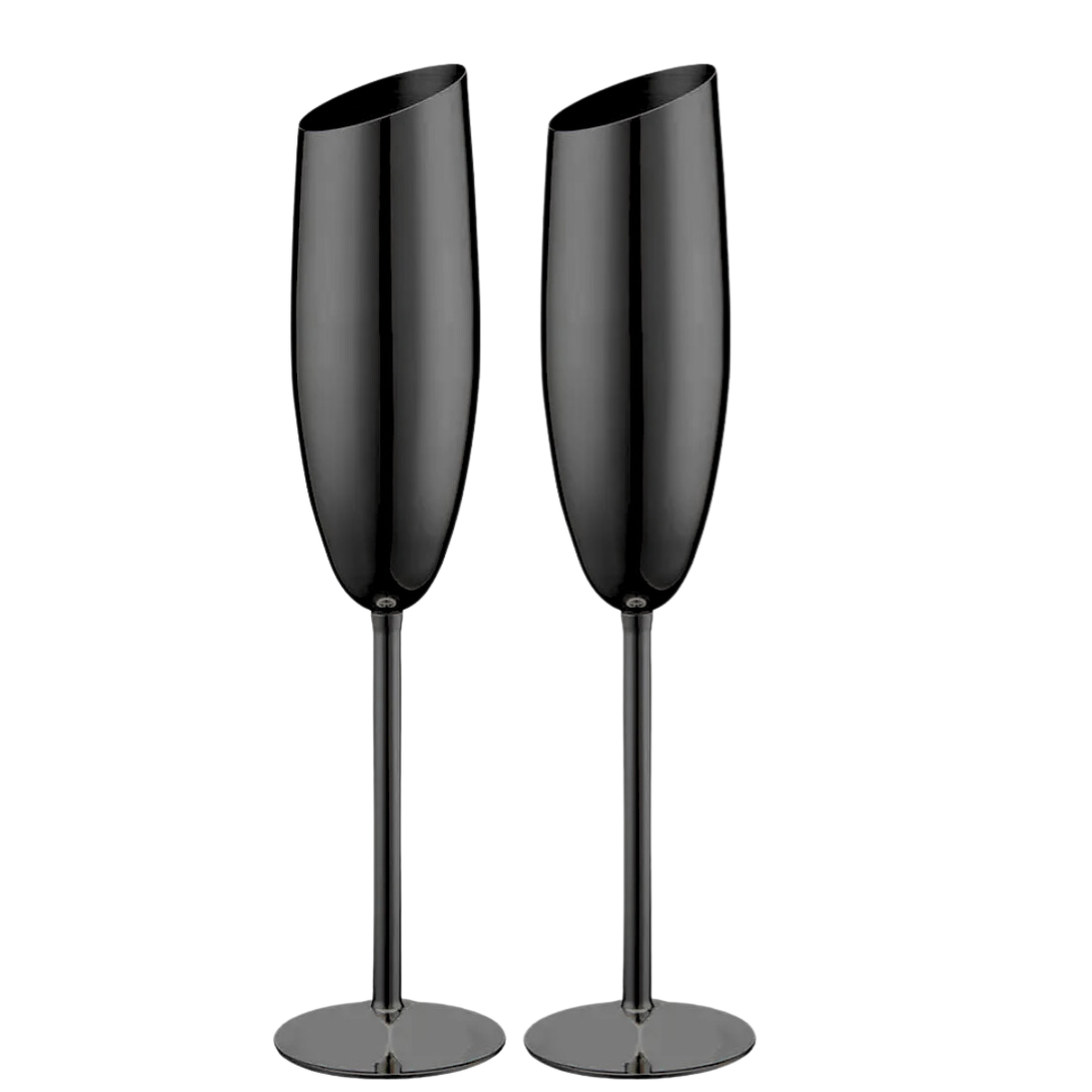 240ml (8 OZ) Stainless Steel Beveled Champagne Flutes