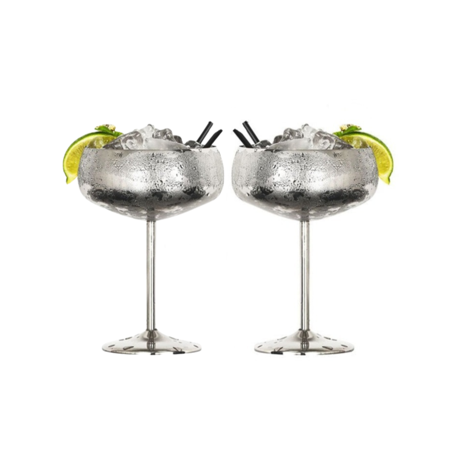 450ml (15 OZ) Stainless Steel Coupe Glasses (Set of 2)