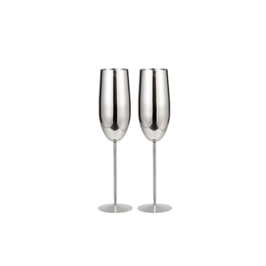 280ml (9.5 OZ) Stainless Steel Champagne Flutes (Set of 2)