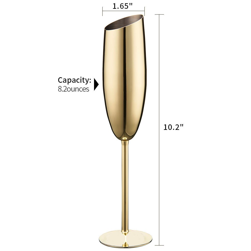 240ml Stainless Steel Beveled Champagne Flute Dimensions - The Stainless Sipper